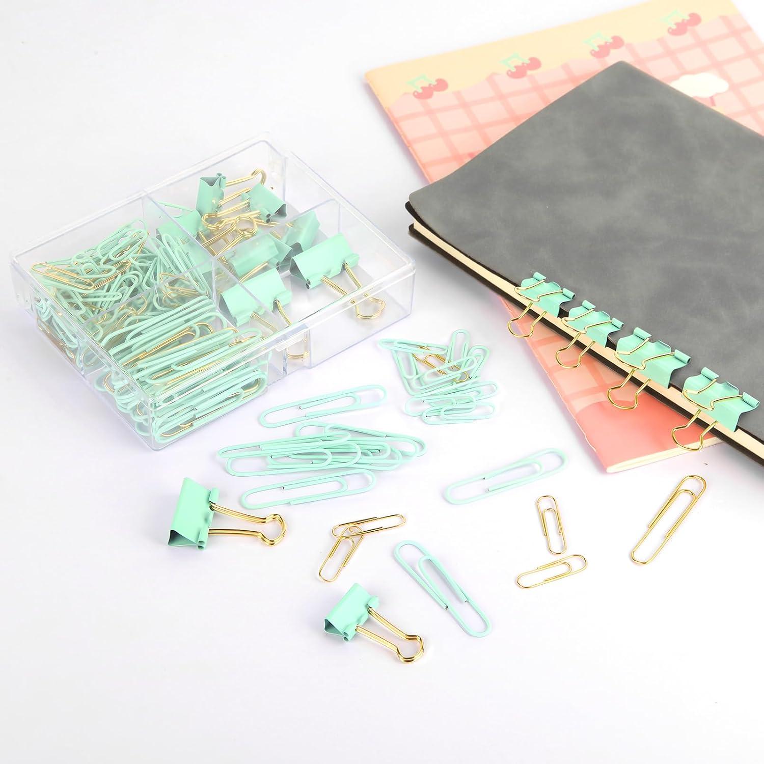 Conjunto de Clips de Papel CREECHWA 165 Piezas Verde