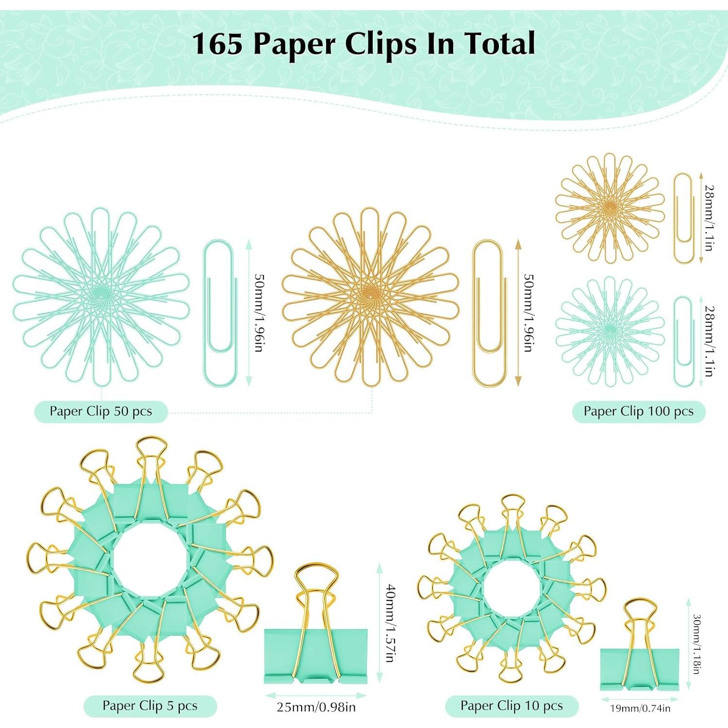 Conjunto de Clips de Papel CREECHWA 165 Piezas Verde