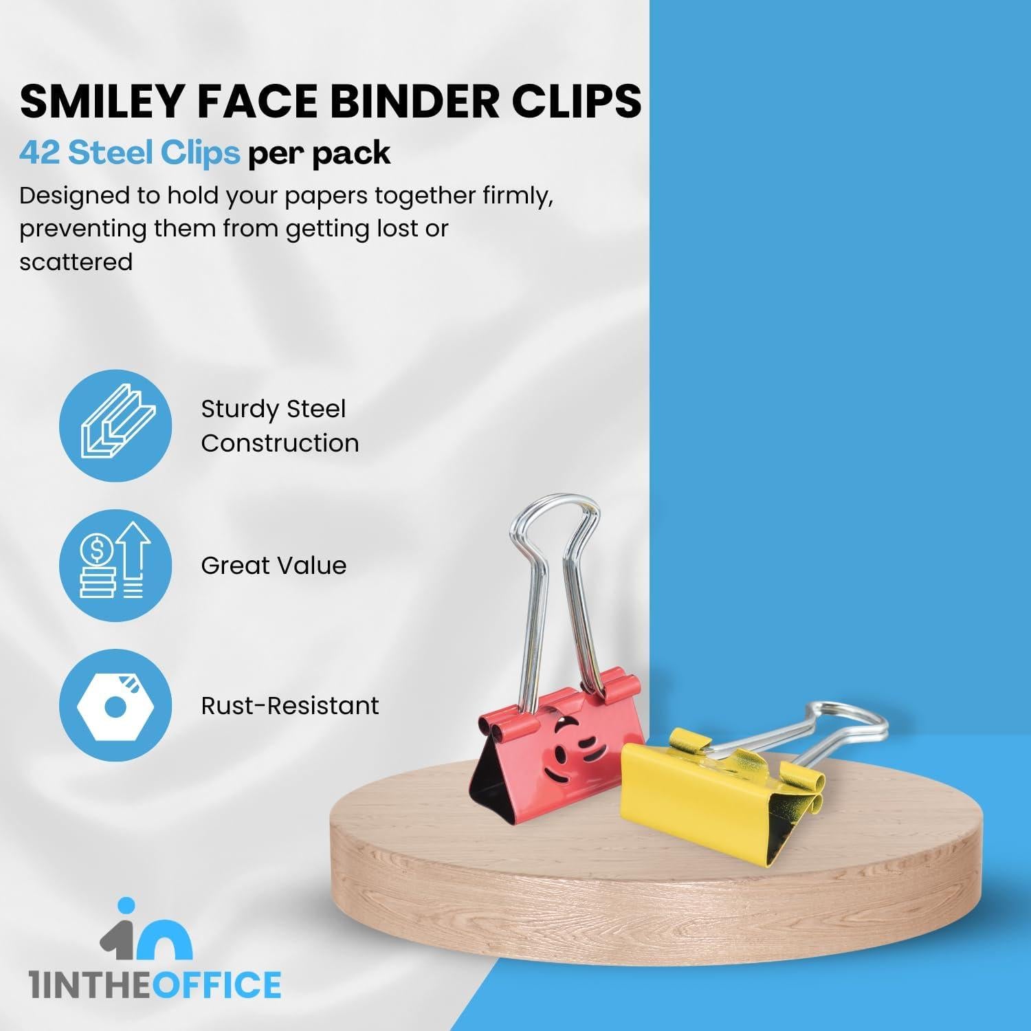 Clips de Binder Medianos 1EnLaOficina, Colores Asortidos, 42 Pzas