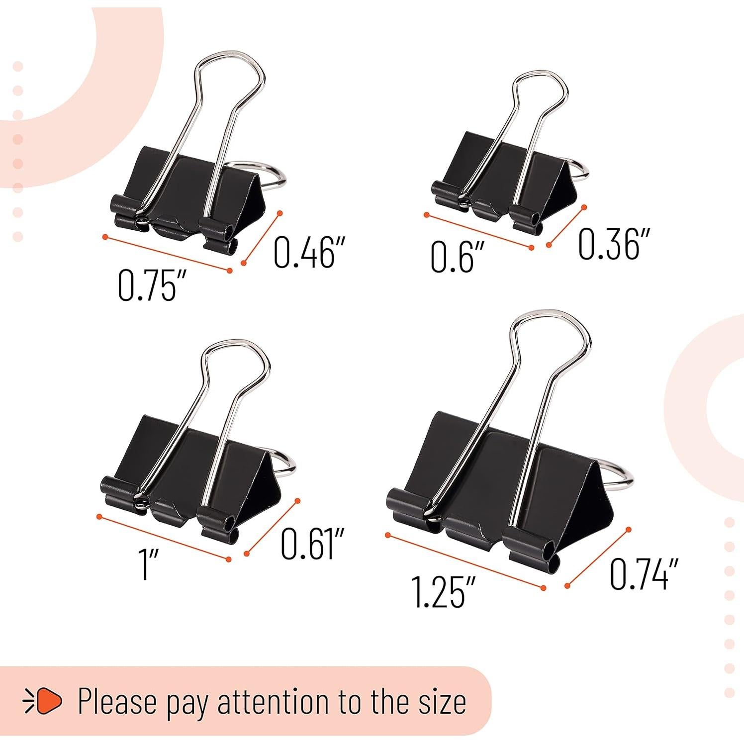 Clips de Encuadernación Mr. Pen 100 pcs Acero Templado Negro