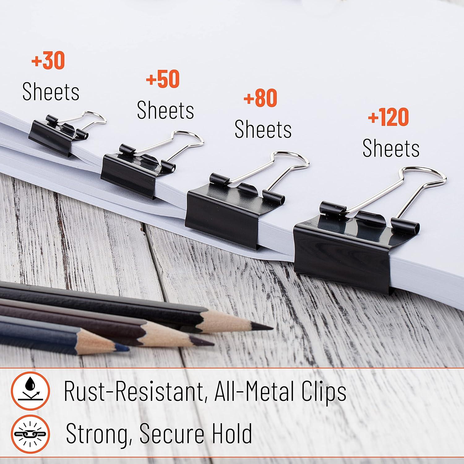 Clips de Encuadernación Mr. Pen 100 pcs Acero Templado Negro