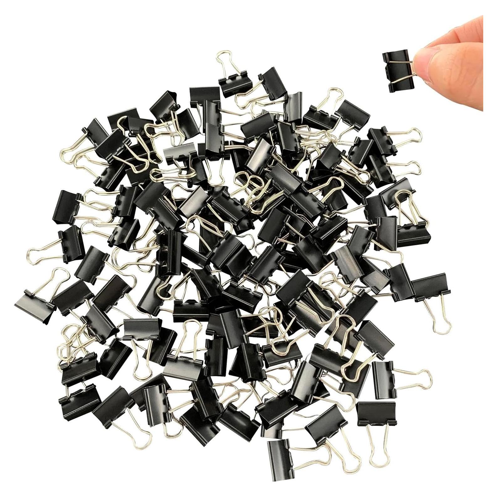 120 Clips de Carpeta Pequeños Ykimok 15mm Metal Negro