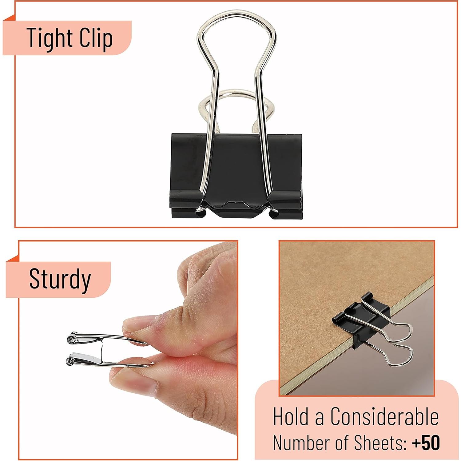 Clips de Encuadernación Mr. Pen, Paquete de 50, Negro, 1.9 cm