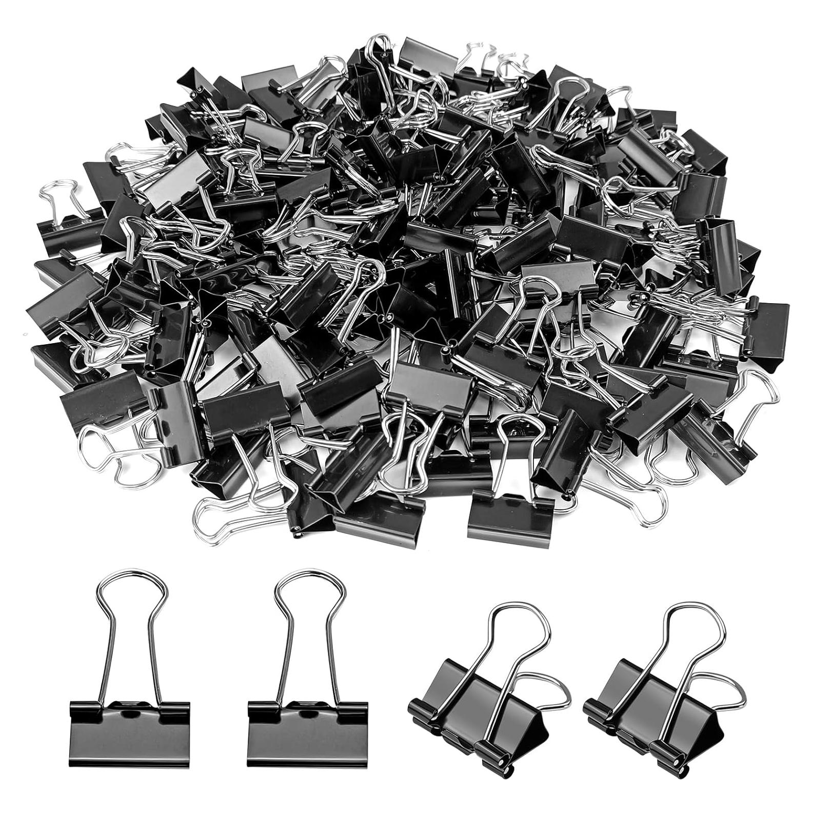 150 Clips de Carpeta Negros Septo 1.9cm Suministros de Oficina
