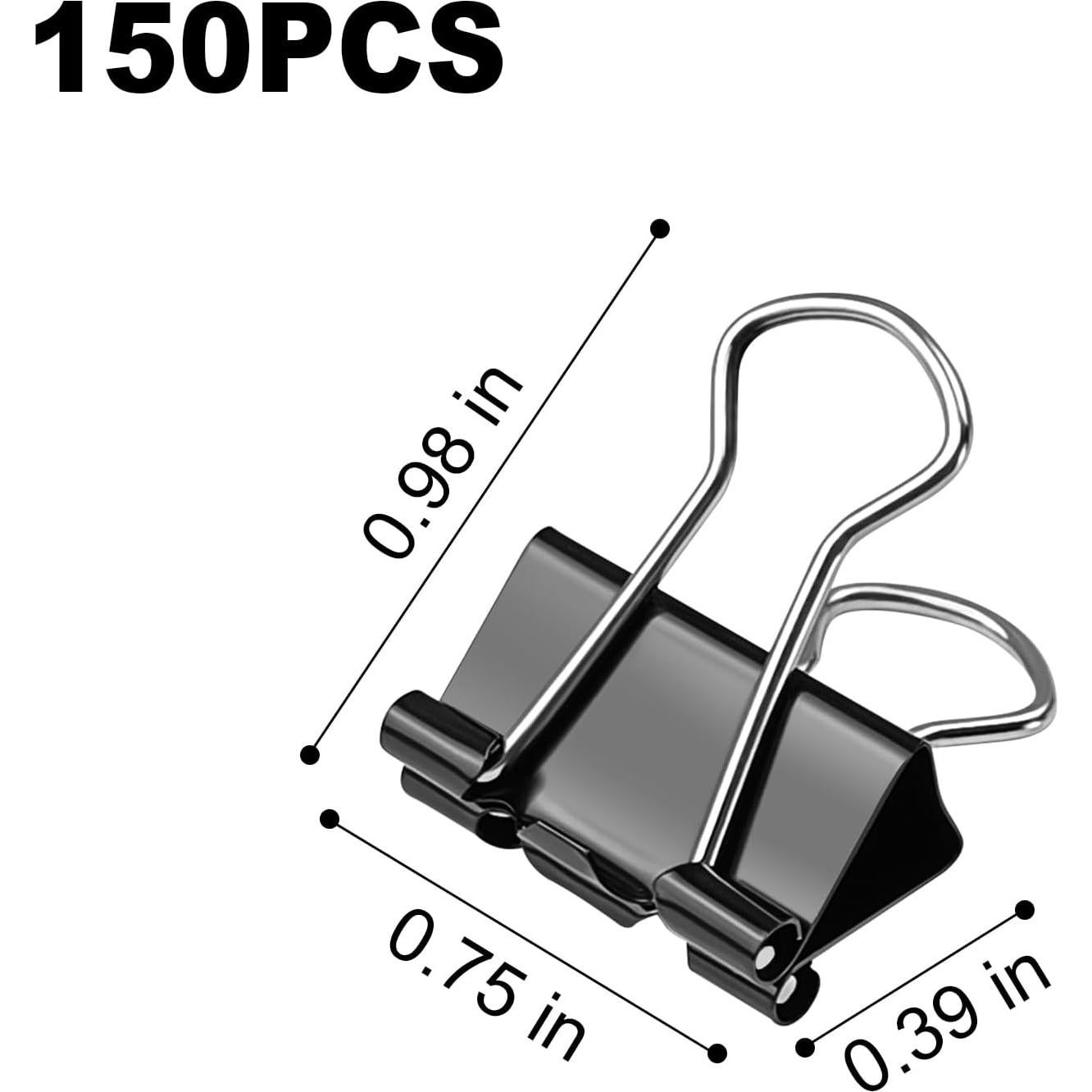 150 Clips de Carpeta Negros Septo 1.9cm Suministros de Oficina