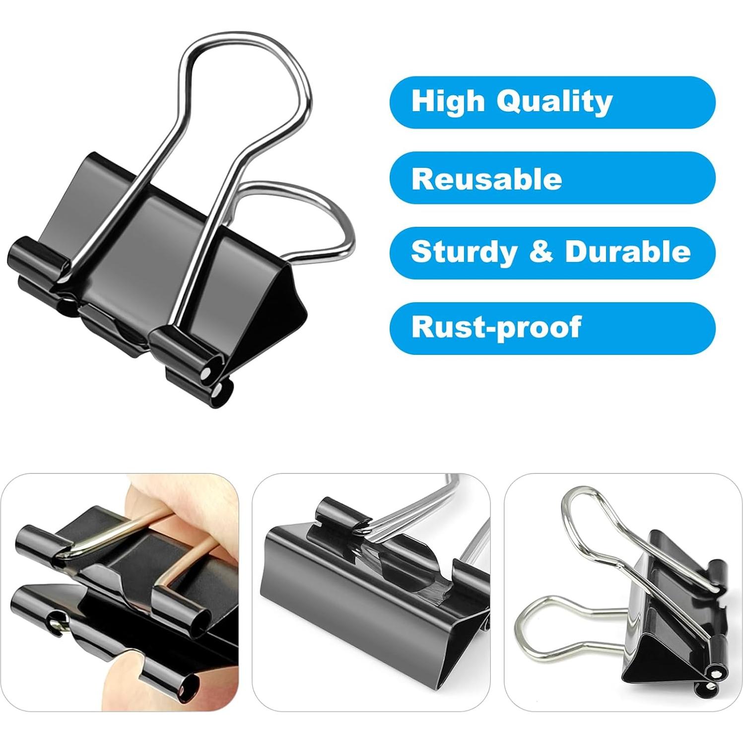 150 Clips de Carpeta Negros Septo 1.9cm Suministros de Oficina