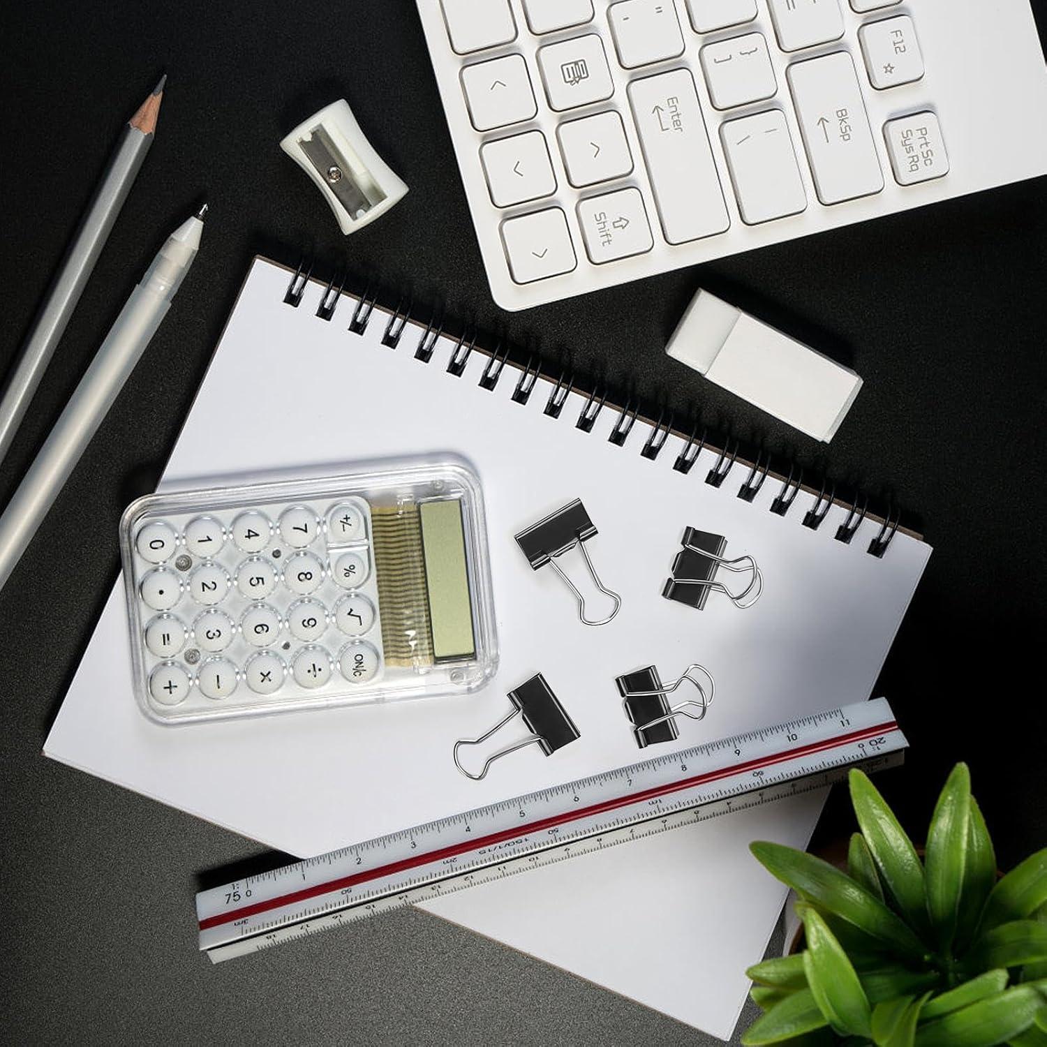 150 Clips de Carpeta Negros Septo 1.9cm Suministros de Oficina