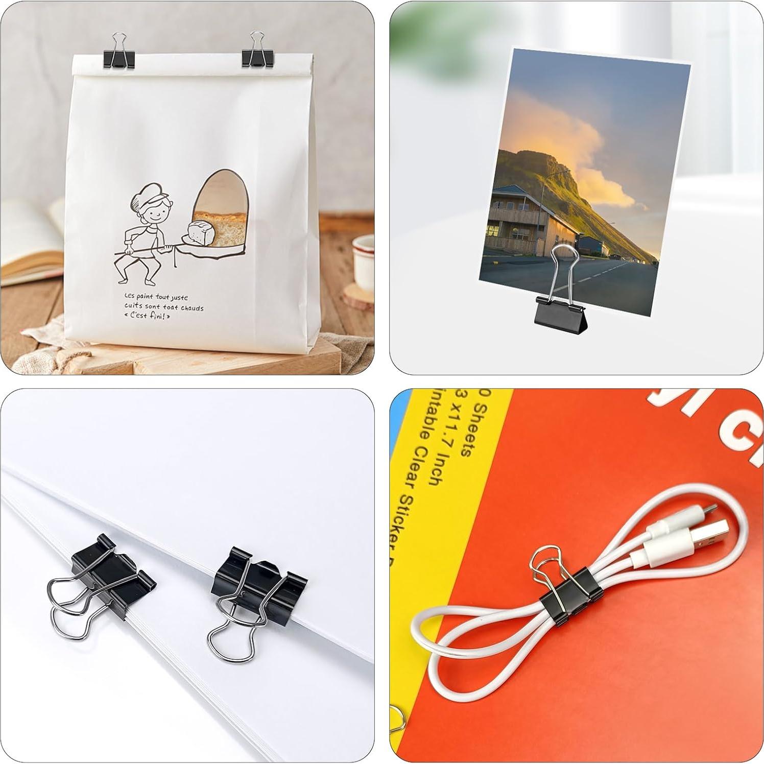 150 Clips de Carpeta Negros Septo 1.9cm Suministros de Oficina