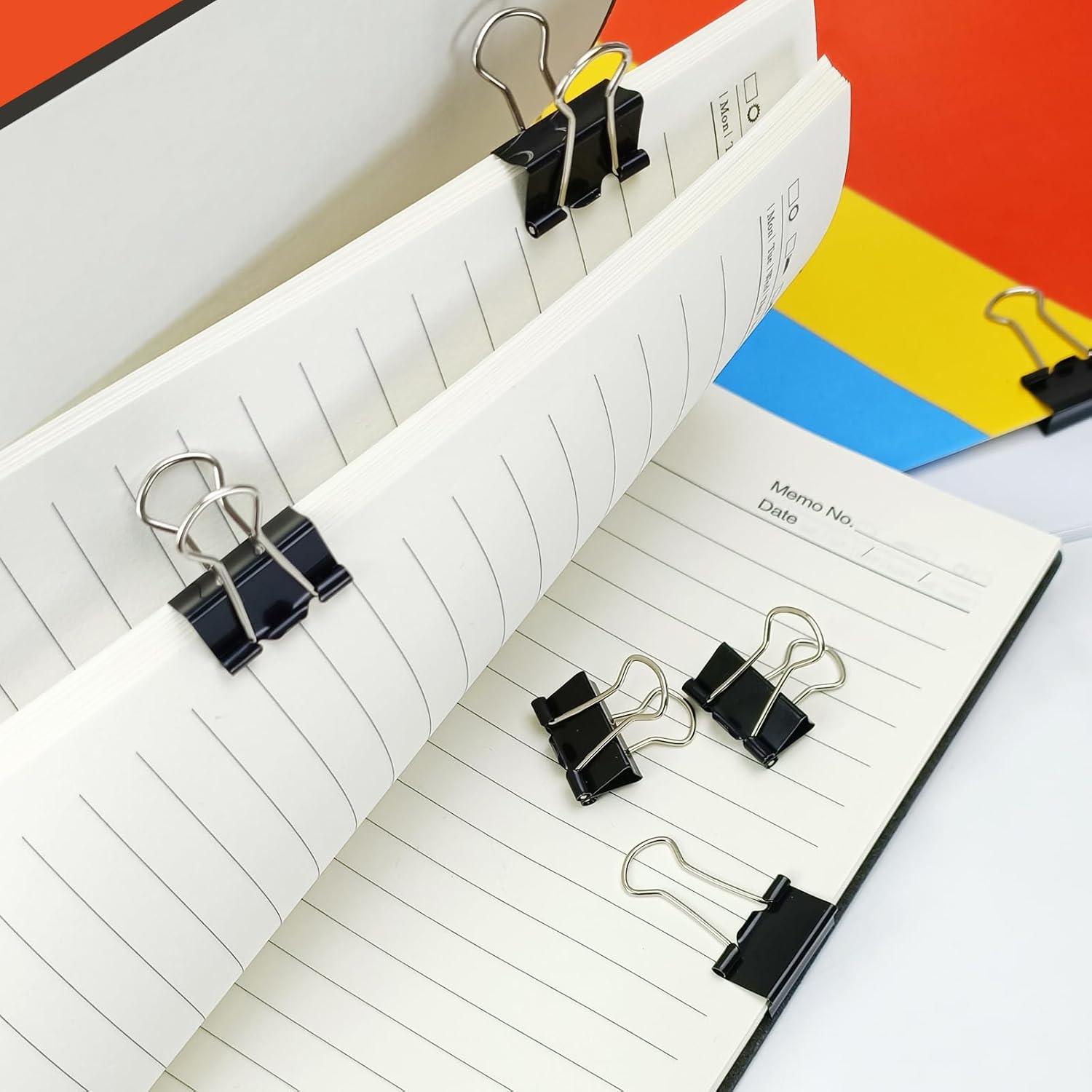 150 Clips de Carpeta Negros Septo 1.9cm Suministros de Oficina