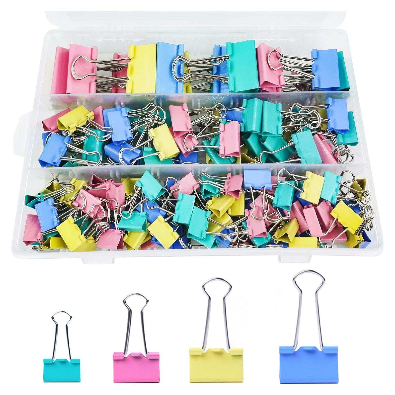 170 Clips de Papel de Colores PENGJINYU - 4 Tamaños Variados