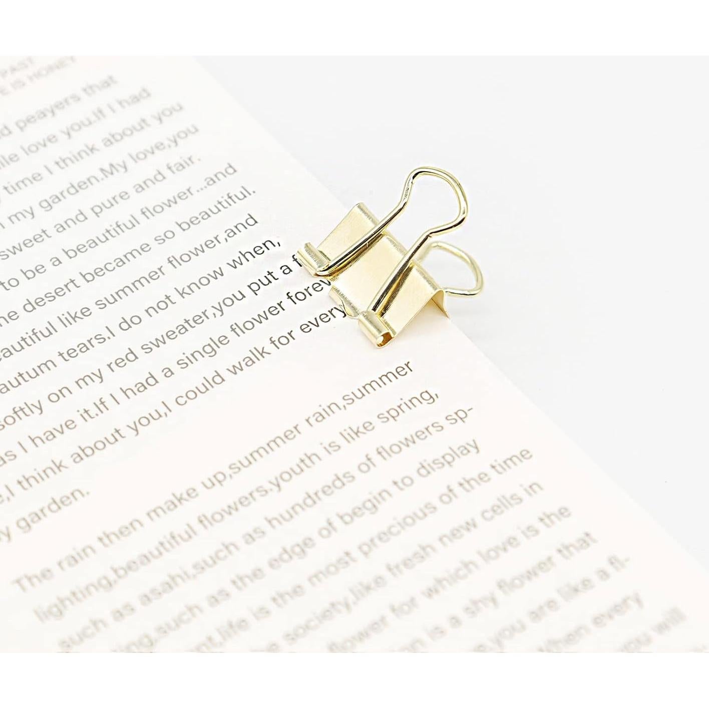 Clips de Encuadernación Mini Dorados YCVIORING 15mm - Paquete de 100