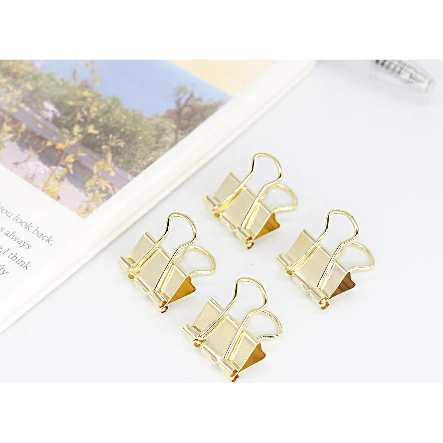 Clips de Encuadernación Mini Dorados YCVIORING 15mm - Paquete de 100