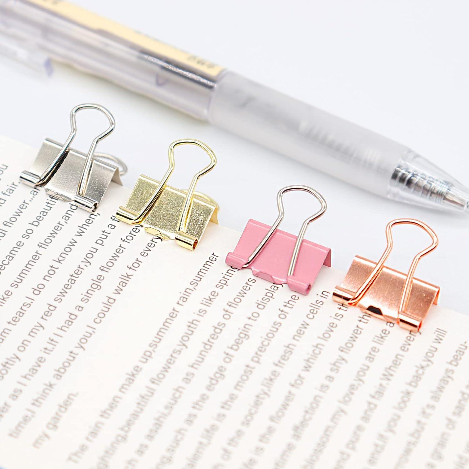 Clips de Encuadernación Mini Dorados YCVIORING 15mm - Paquete de 100