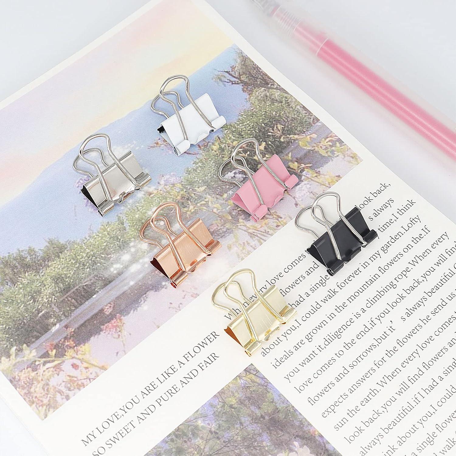 Clips de Encuadernación Mini Dorados YCVIORING 15mm - Paquete de 100