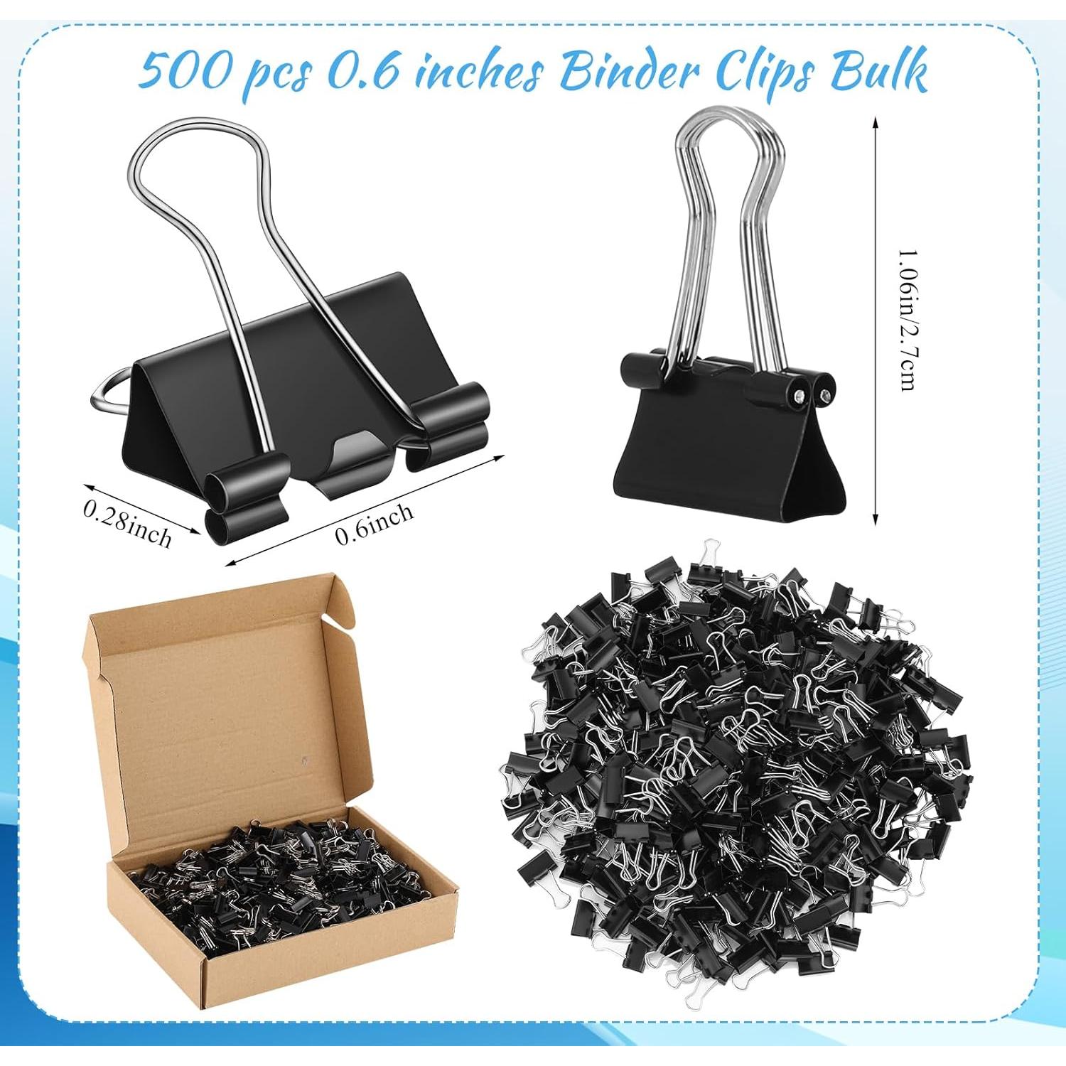 Jetec Clips de Carpeta Negros 500 Piezas 15x26mm Metálicos