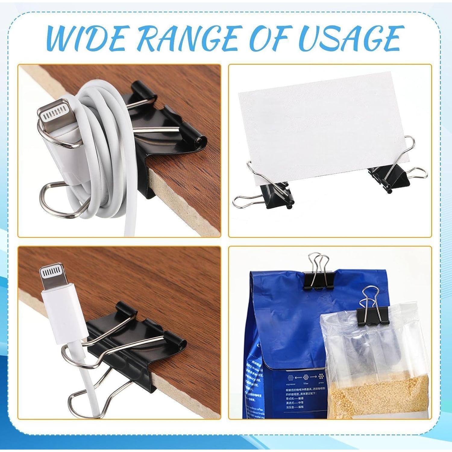 Jetec Clips de Carpeta Negros 500 Piezas 15x26mm Metálicos