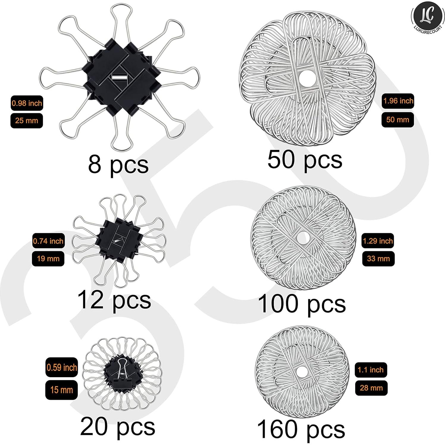Paquete de 350 Clips de Papel y Carpeta Luxurecourt - Variados