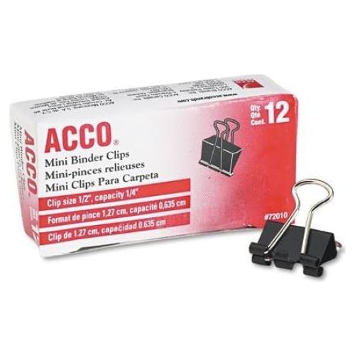 Clips de Carpeta Mini ACCO 72010, Acero, 12 Paquetes