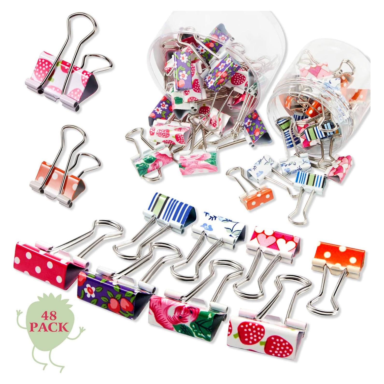 Clips de Carpeta Coloridos Outus 48 Pcs 1.9 y 2.5 cm