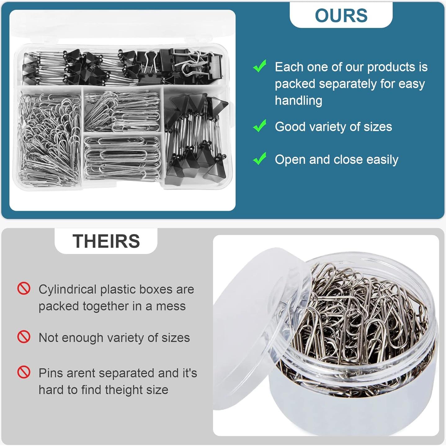 Juego de Clips de Papel y Binder EHME - 340pcs Negro Variados