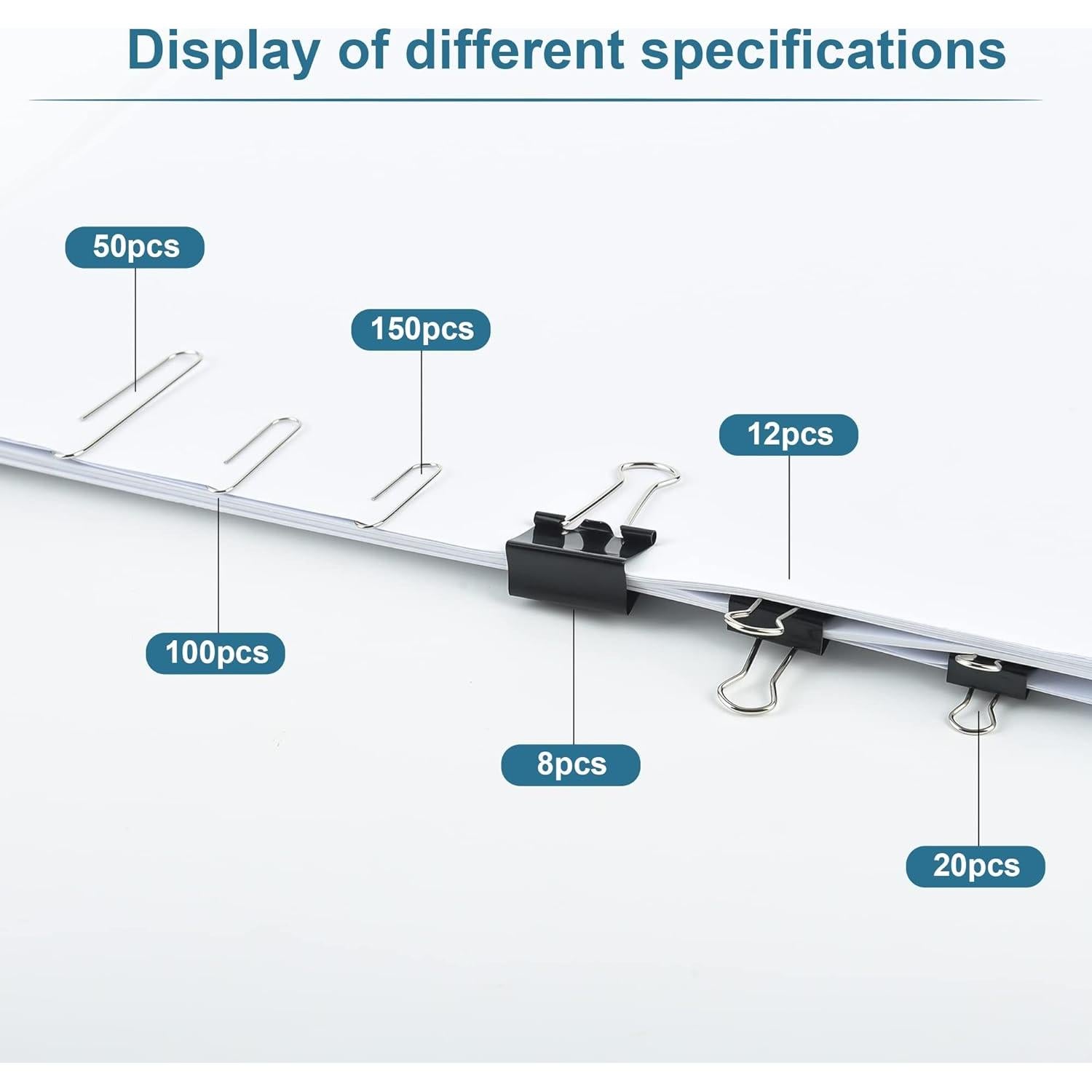 Juego de Clips de Papel y Binder EHME - 340pcs Negro Variados