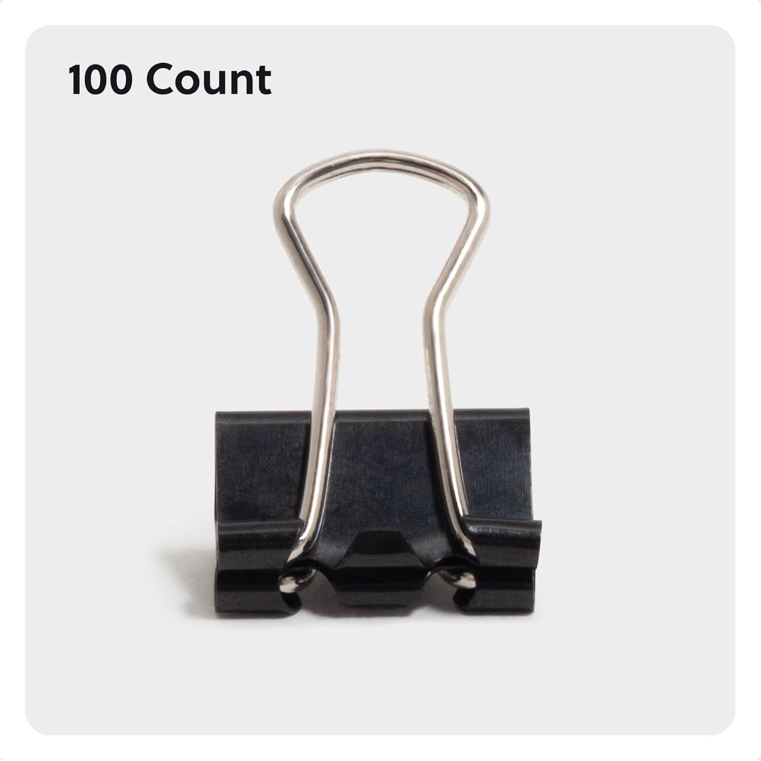 Clips de Carpeta Micro U Brands 100 Unidades Negro y Plateado