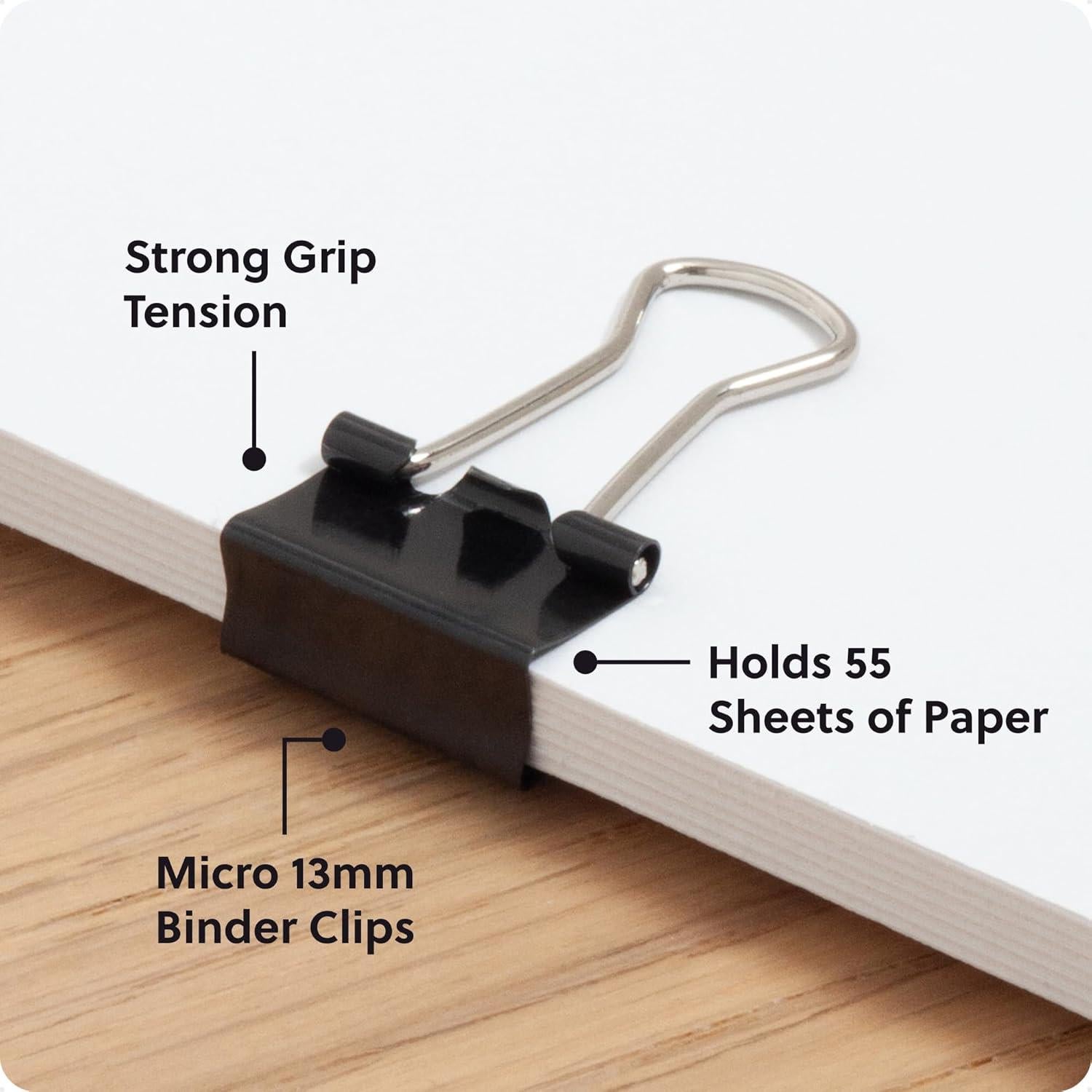 Clips de Carpeta Micro U Brands 100 Unidades Negro y Plateado