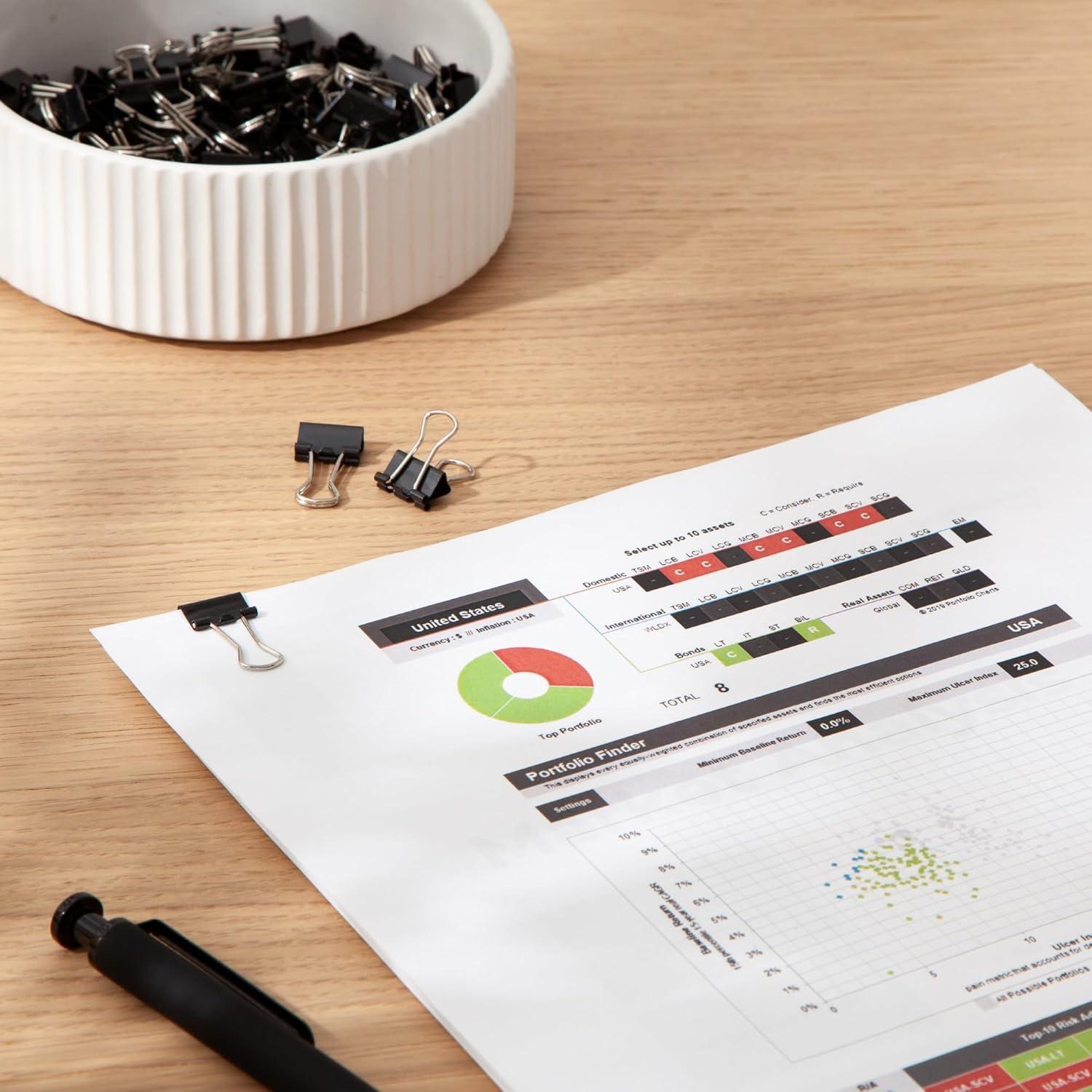 Clips de Carpeta Micro U Brands 100 Unidades Negro y Plateado