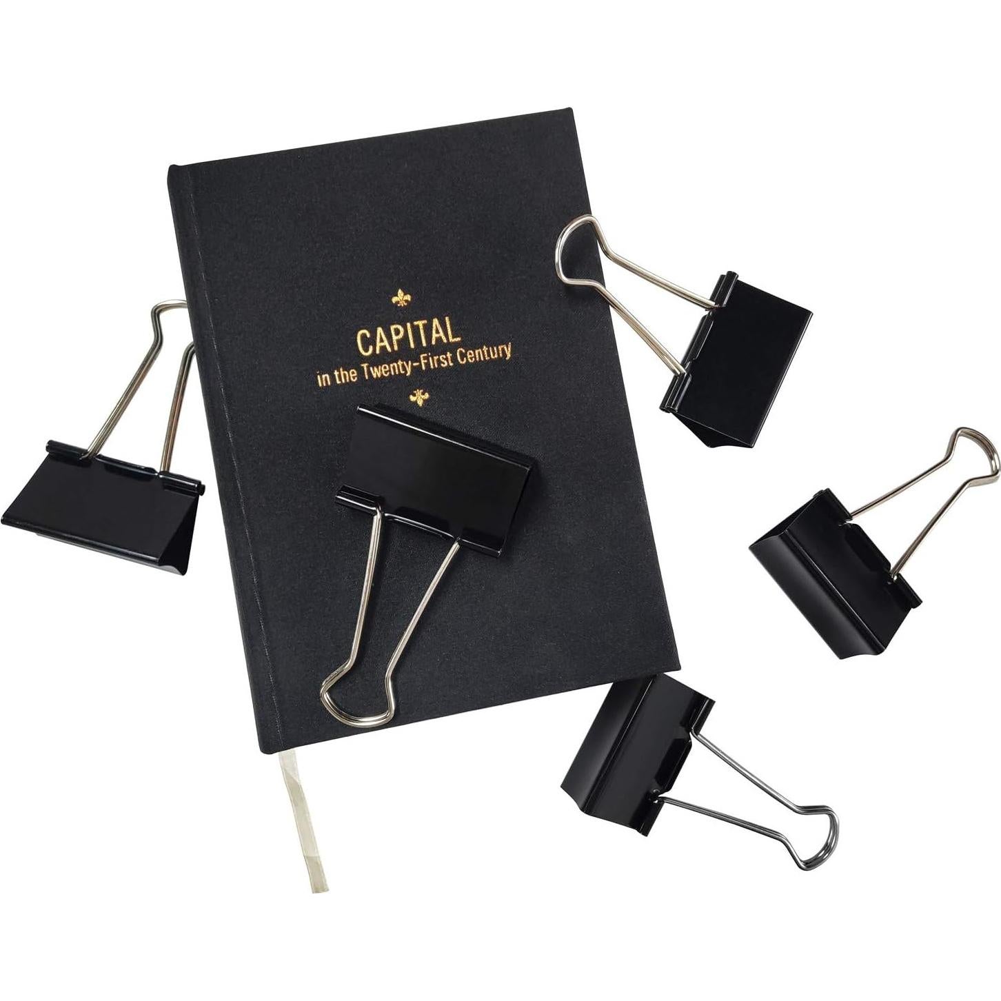 Clip de carpeta extragrande DSTELIN negro - Paquete de 12