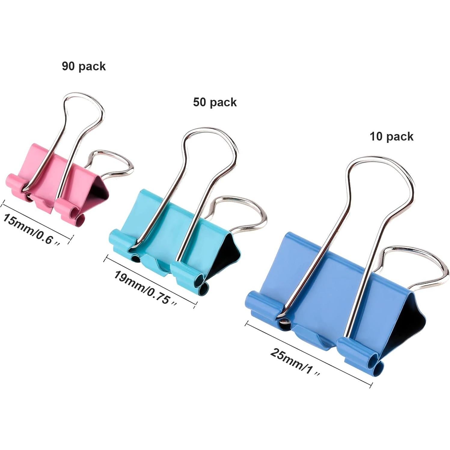 Clips de Carpeta Metal TecUnite 150 Pcs Tamaños Variados