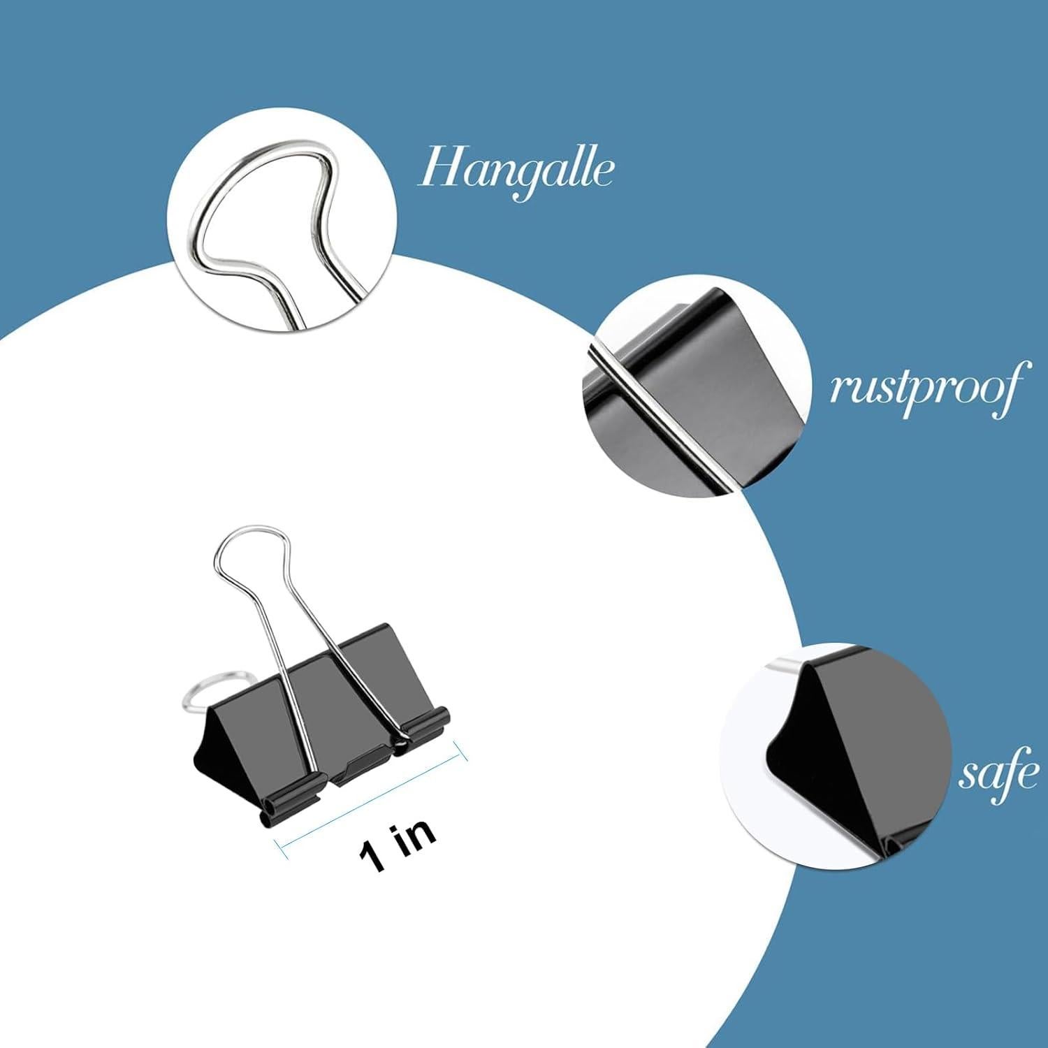 Clips de Carpeta Pequeños Ufmarine 64 Pcs 2.54 cm Acero Templado