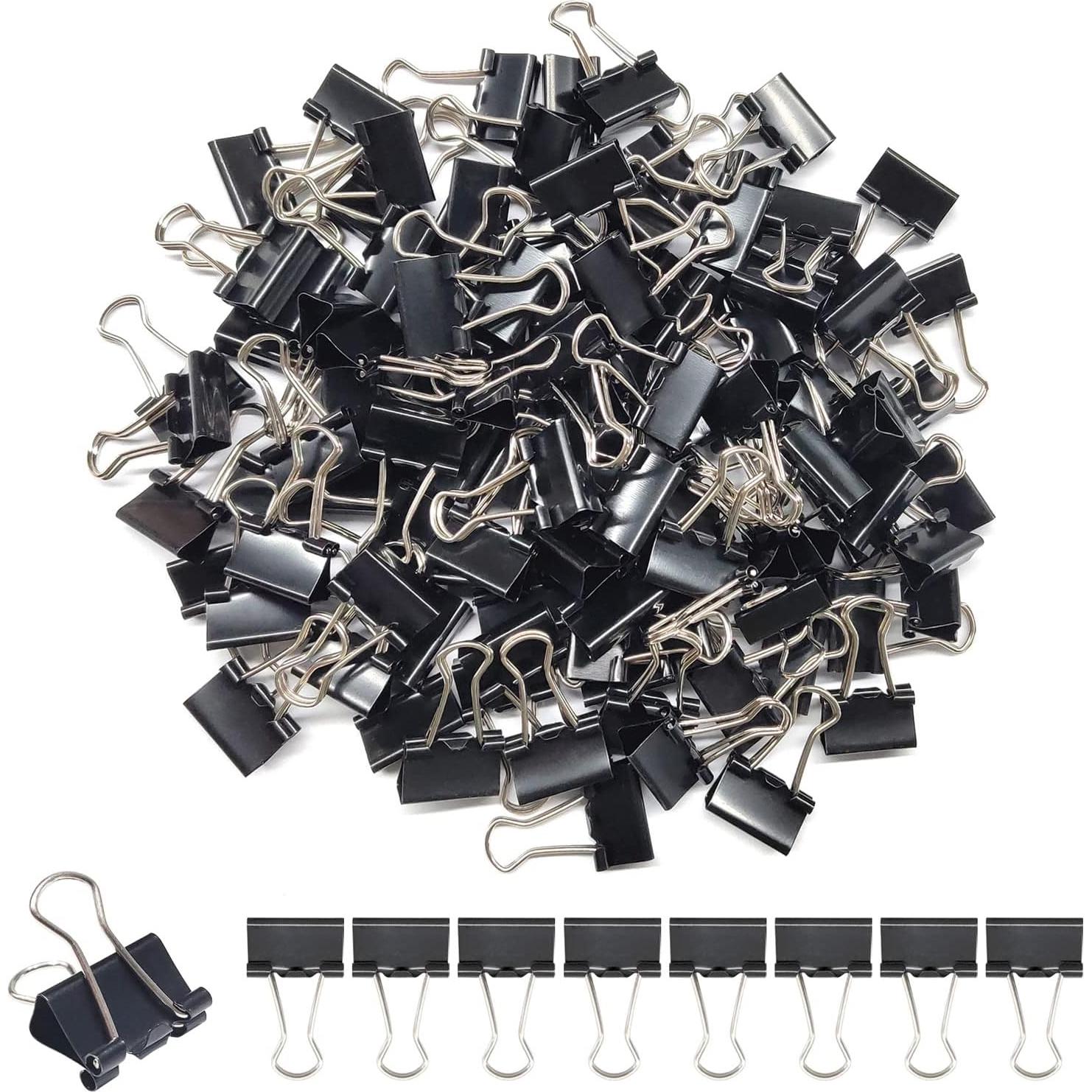 240 Clips de Carpeta Ykimok 15mm Negros para Oficina