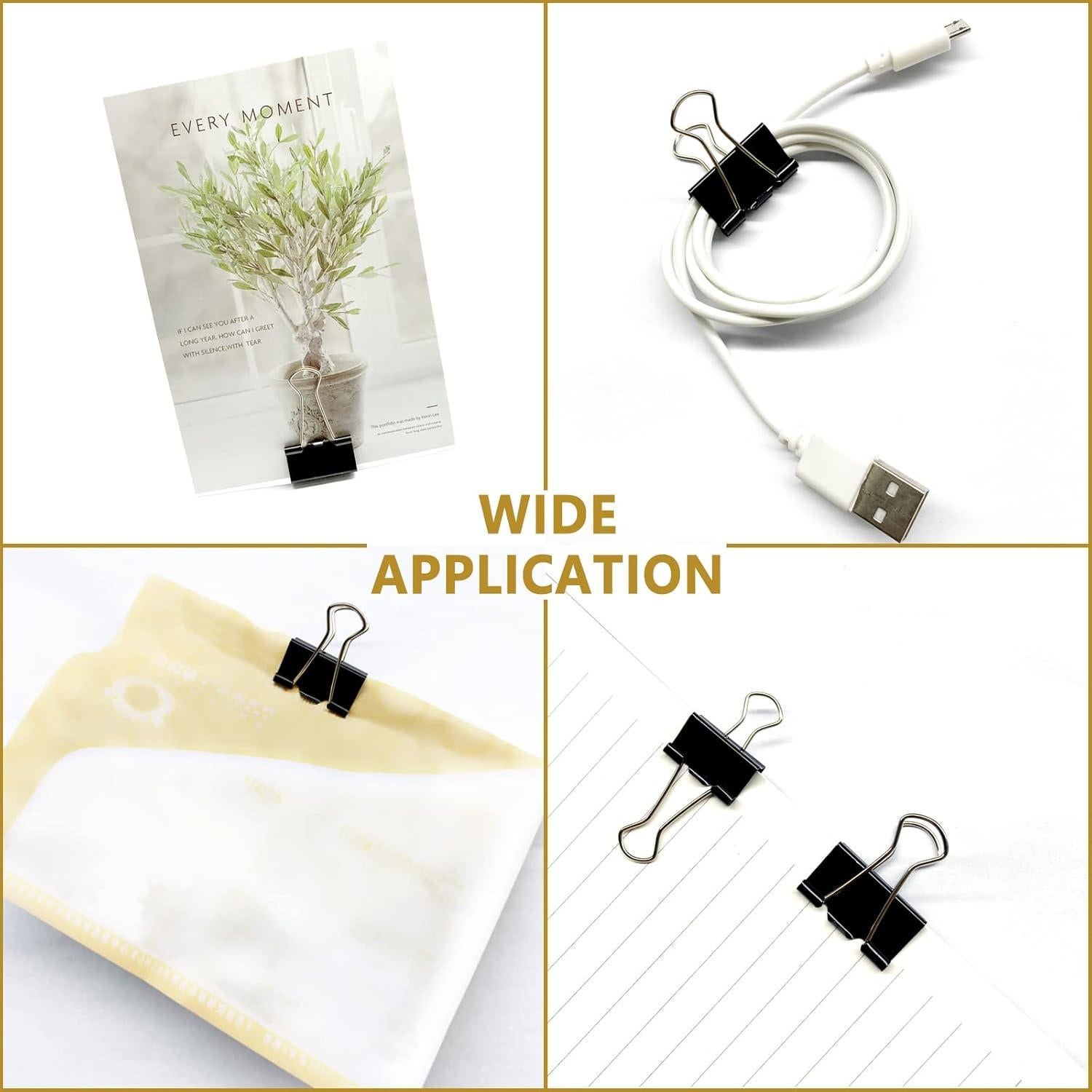 240 Clips de Carpeta Ykimok 15mm Negros para Oficina