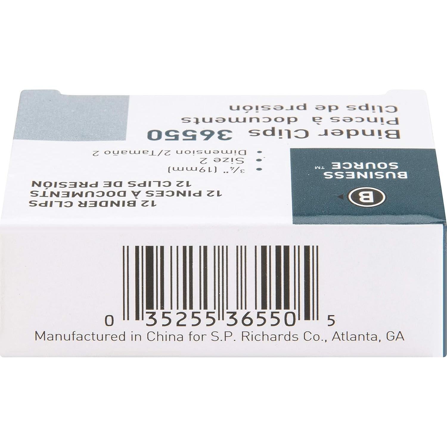 Clips de Encuadernación Business Source 36550 Negro 12 Unidades