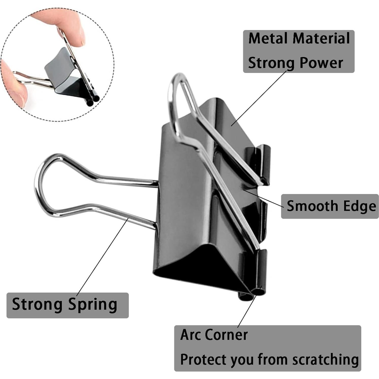 Clip de Carpeta Grande KAKAMINA 5 cm Negro - Paquete de 60