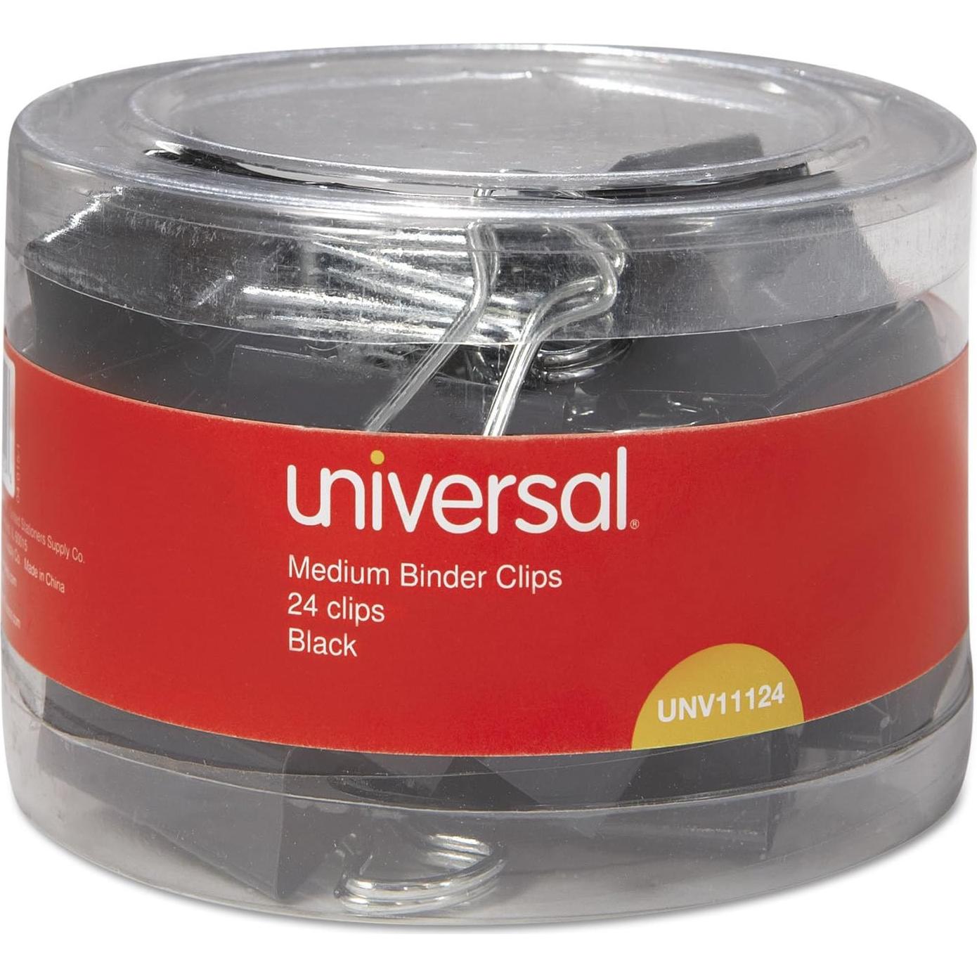 Clips de Carpeta Medianos Universal UNV11124 Negro 24/Paq