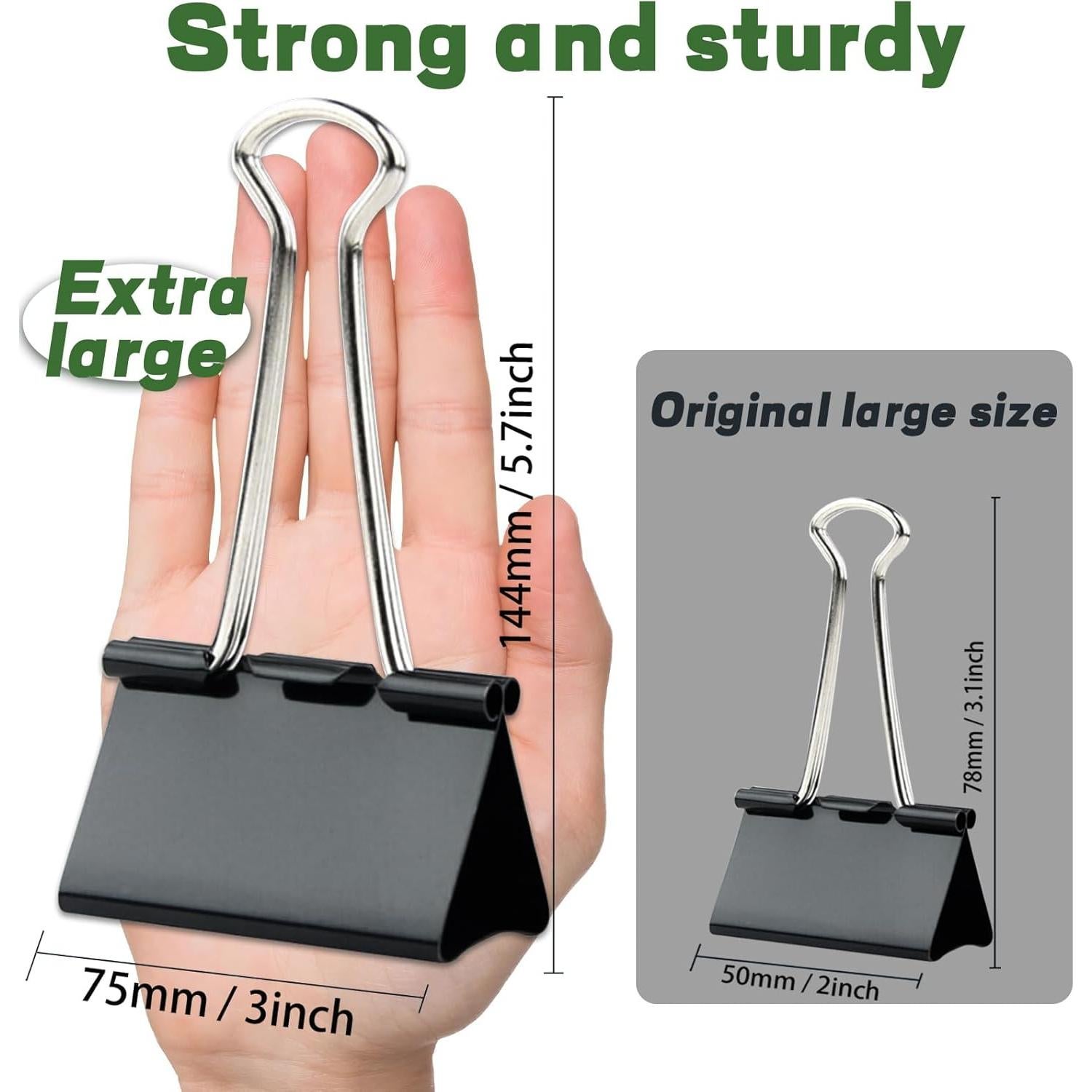 Clips de carpeta jumbo TOTDTDA 75mm 24 piezas negro