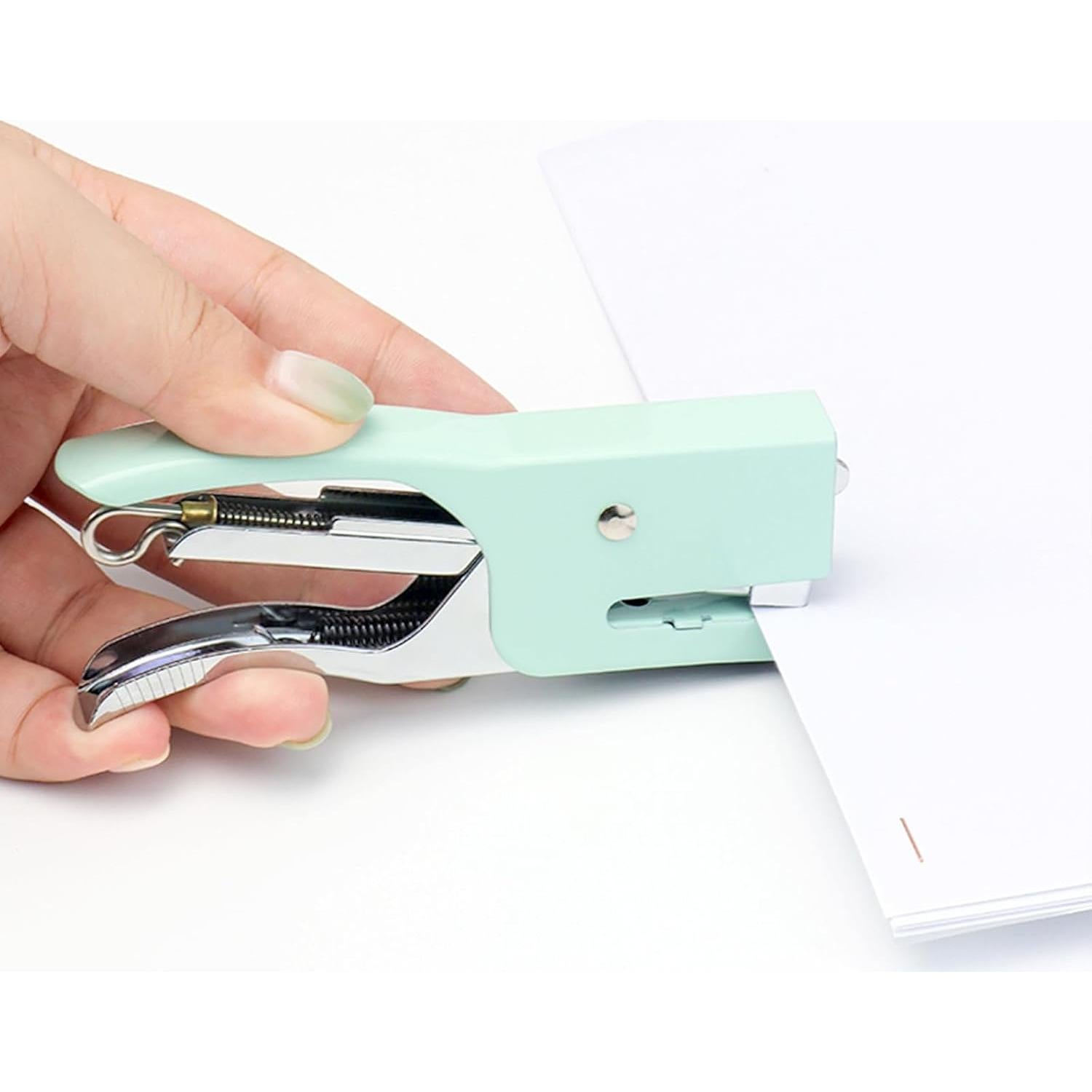 Grapadora de Pinzas Verde NatSumeBasics con 1000 Grapas Rosa