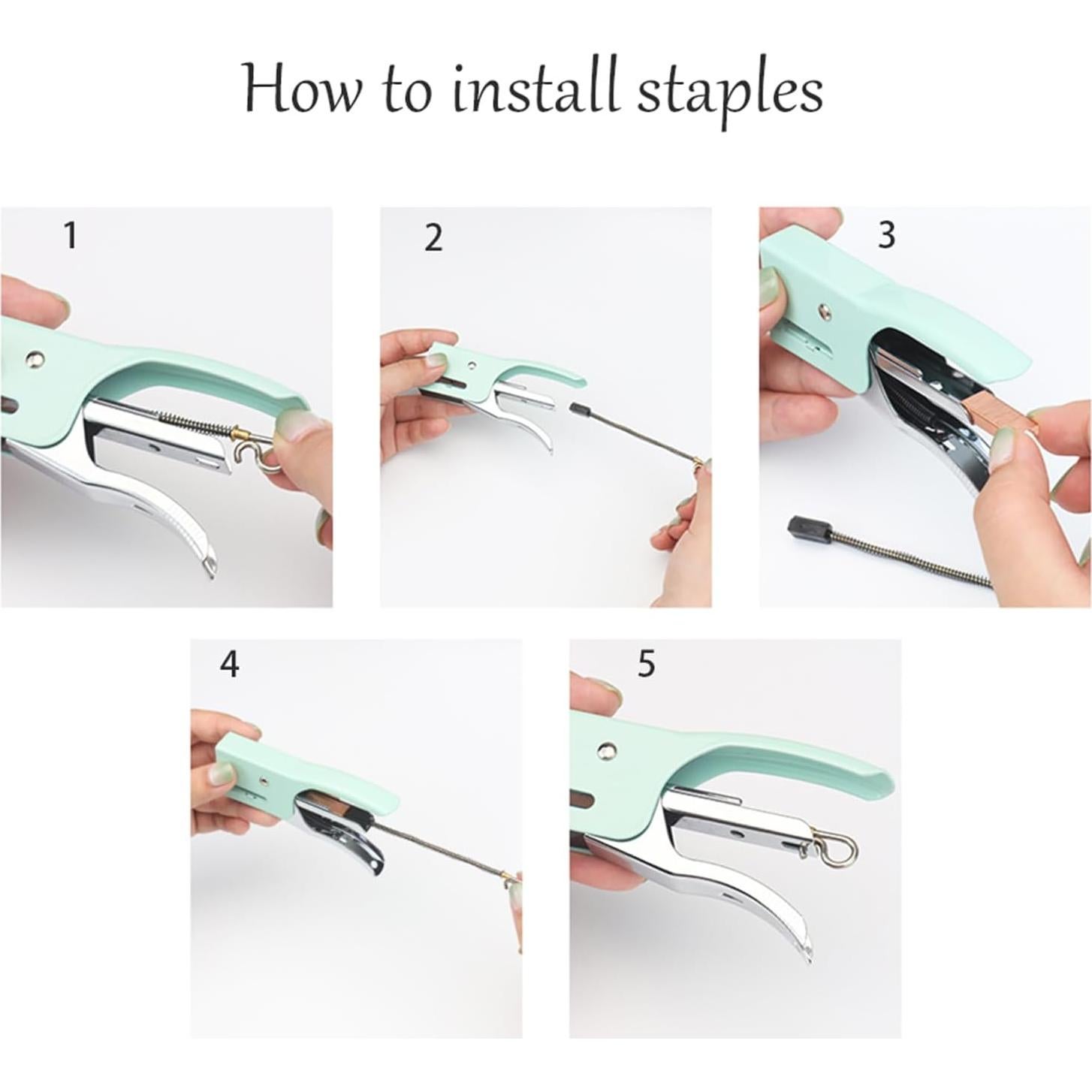 Grapadora de Pinzas Verde NatSumeBasics con 1000 Grapas Rosa