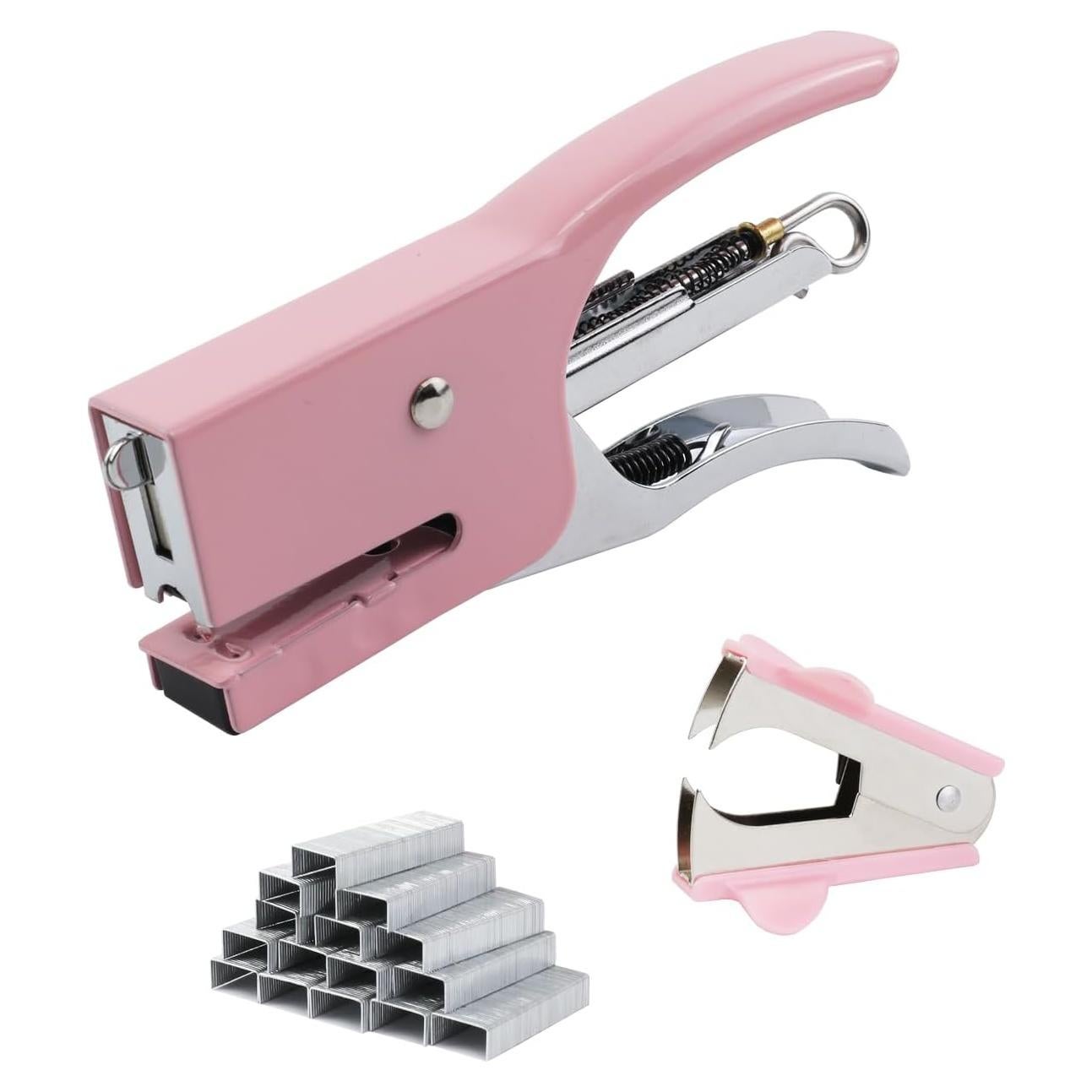 Grapadora de Mano Aacehlh Rosa Mini 15 Hojas + 750 Grapas