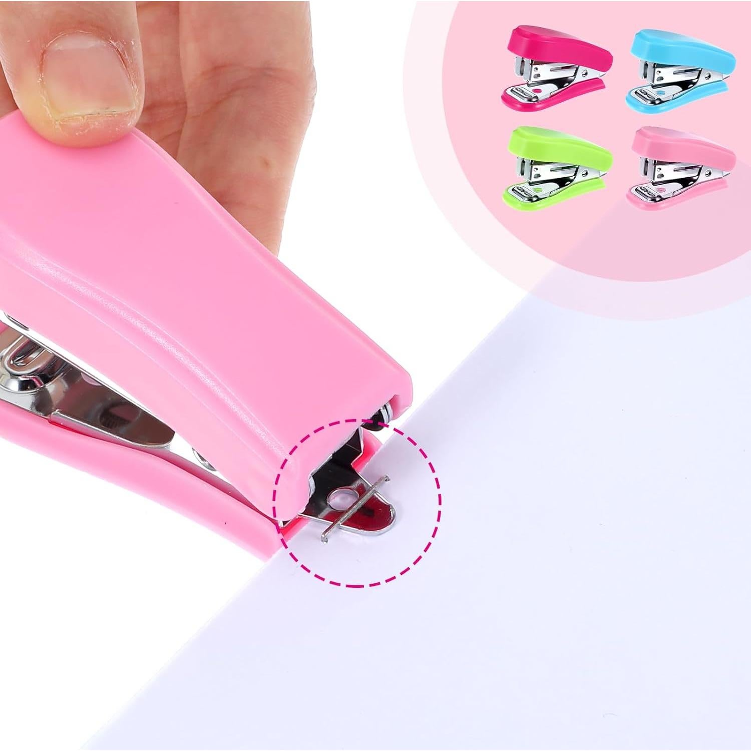 12 Grapadoras Mini HOFURME con 12 Cajas de Grapas - Colores Variados