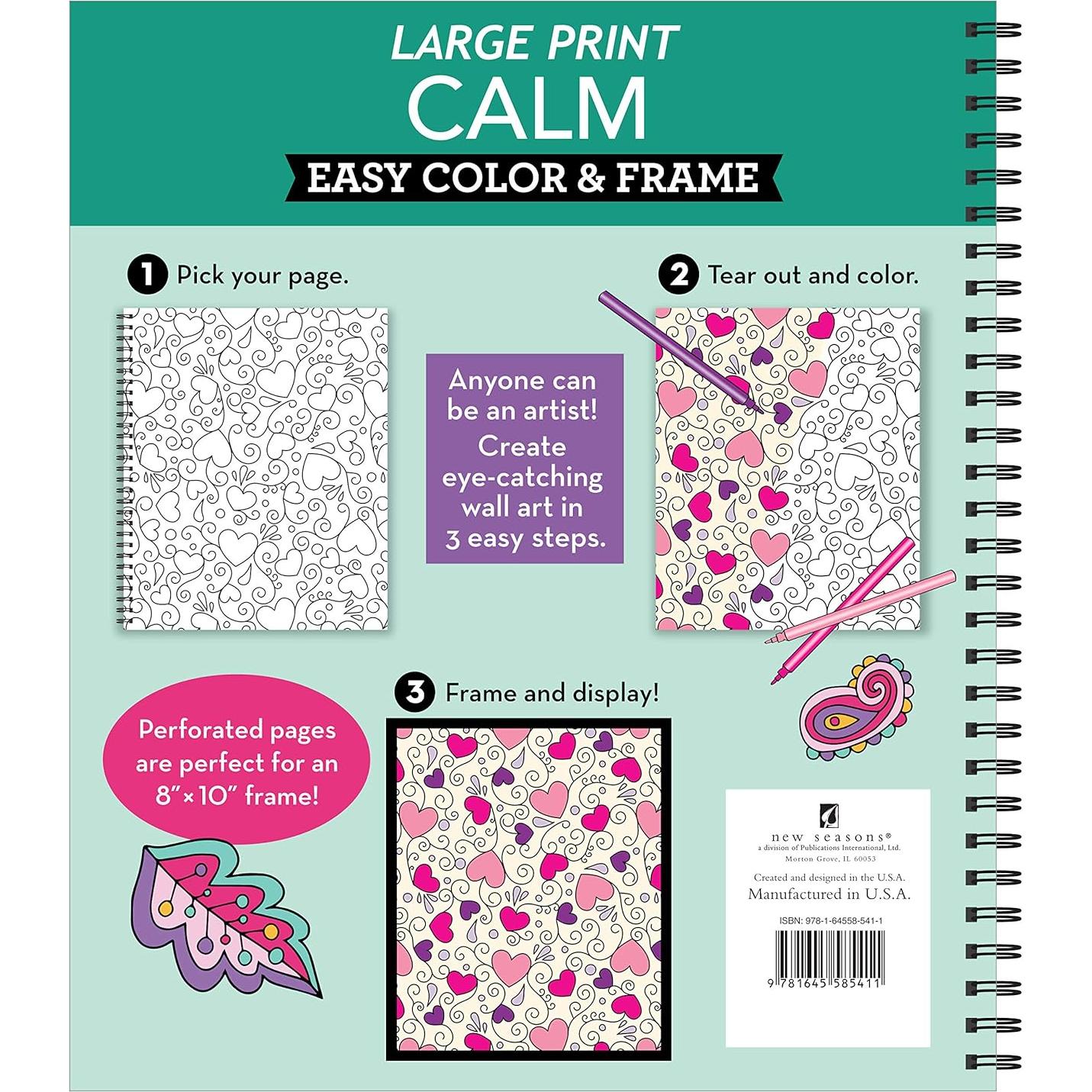 Large Print Easy Color & Frame - Calm (Stress Free Coloring Book)