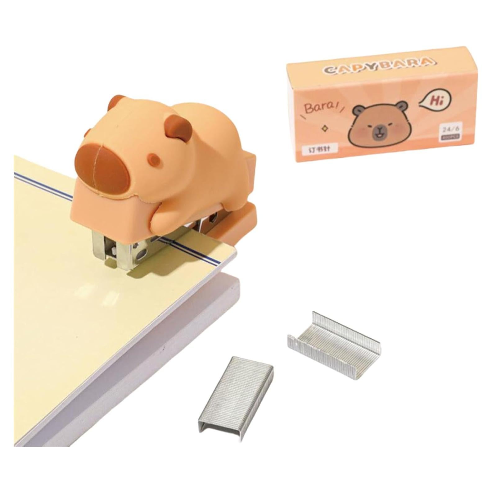 Grapadora de Escritorio Capibara MOZXIRZ Mini con 400 Grapas