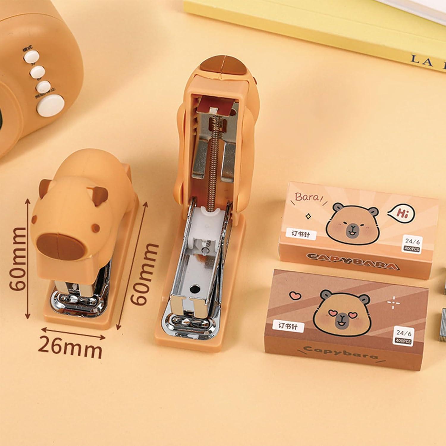 Grapadora de Escritorio Capibara MOZXIRZ Mini con 400 Grapas