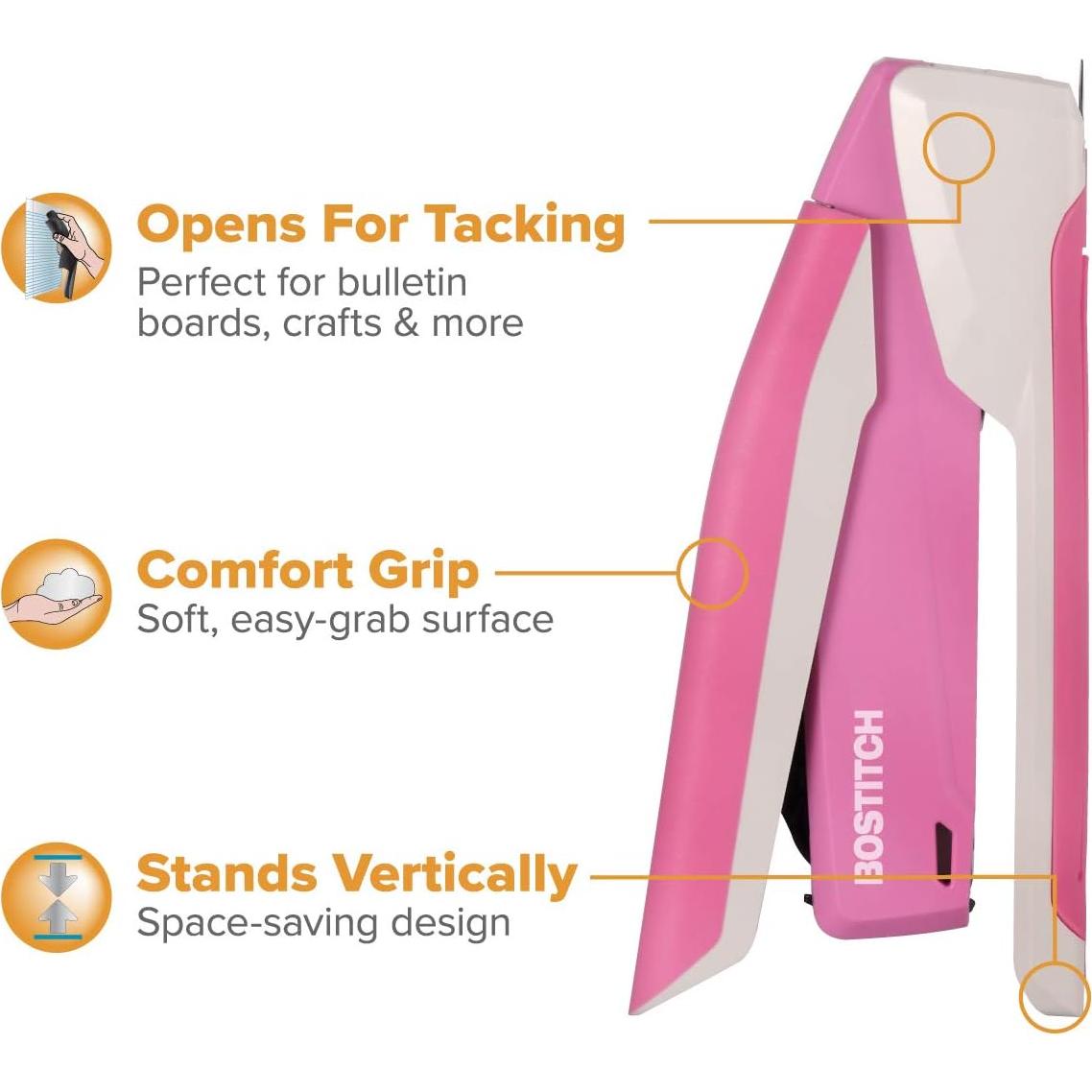 Grapadora de Escritorio PaperPro Rosa 20 Hojas Sin Atascos