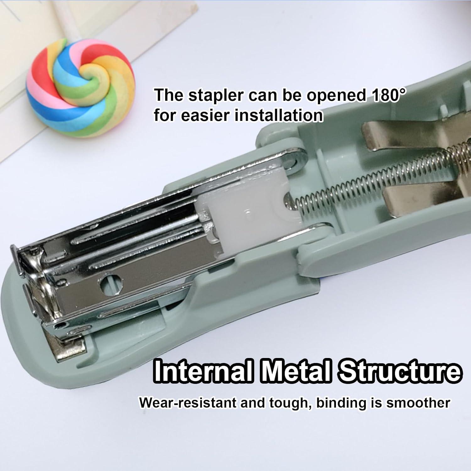 Mini Grapadora Smilixin 2 Pcs Rosa Verde 25 Hojas 2800 Grapas