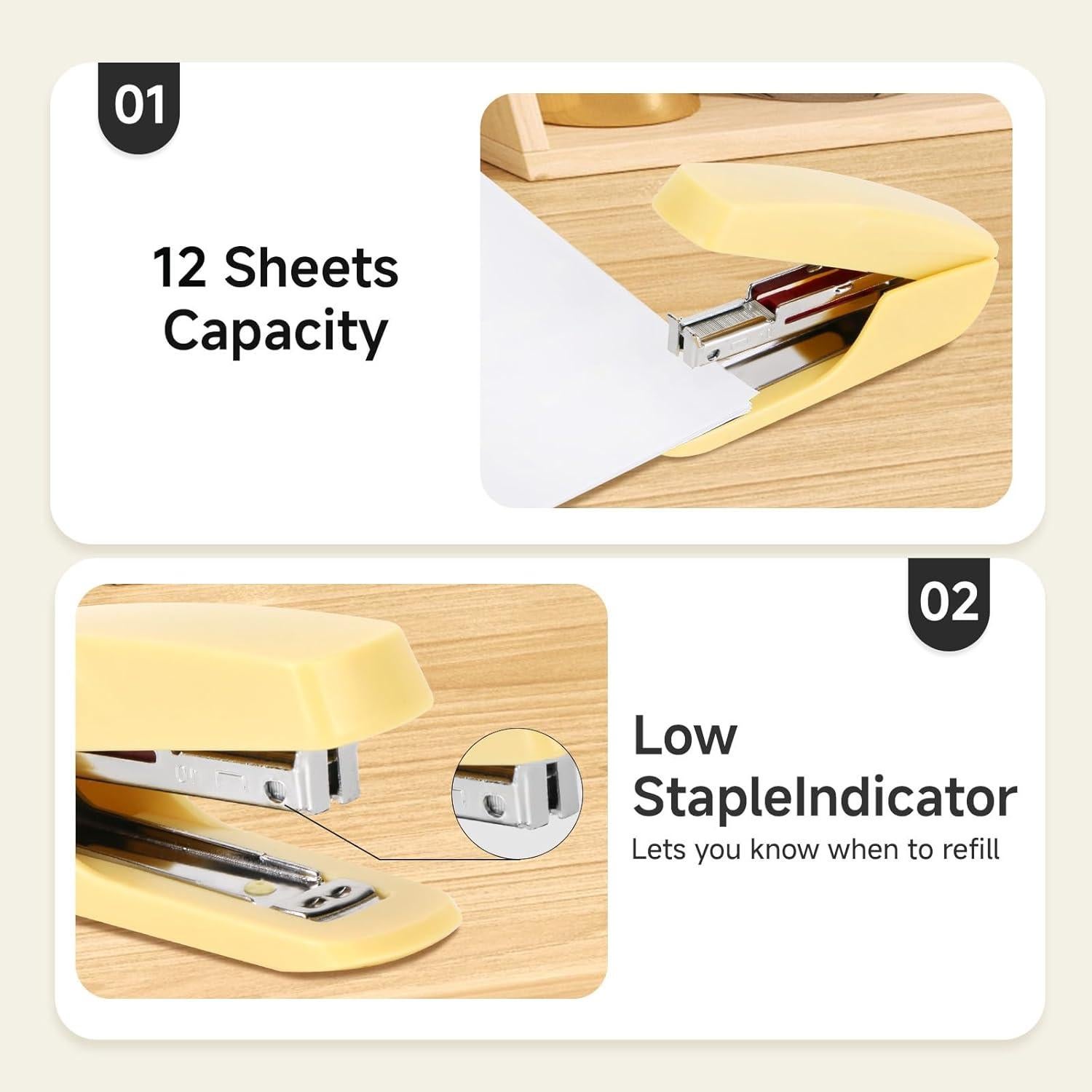 Mini Grapadora BOCYTEOPR Amarilla con Quitagrapas No.10
