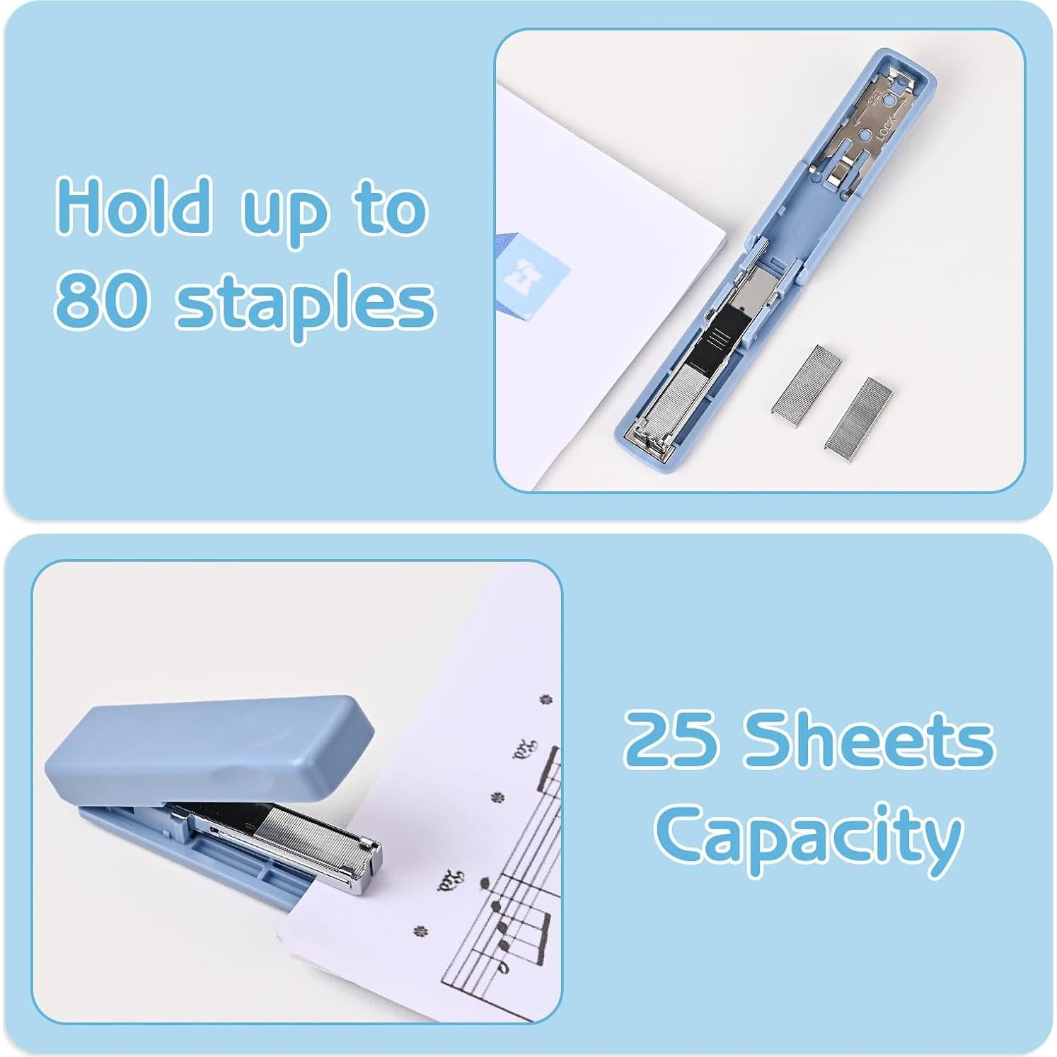 Grapadora Mini Valtiner Azul 2 Pcs con 2000 Grapas 20 Hojas