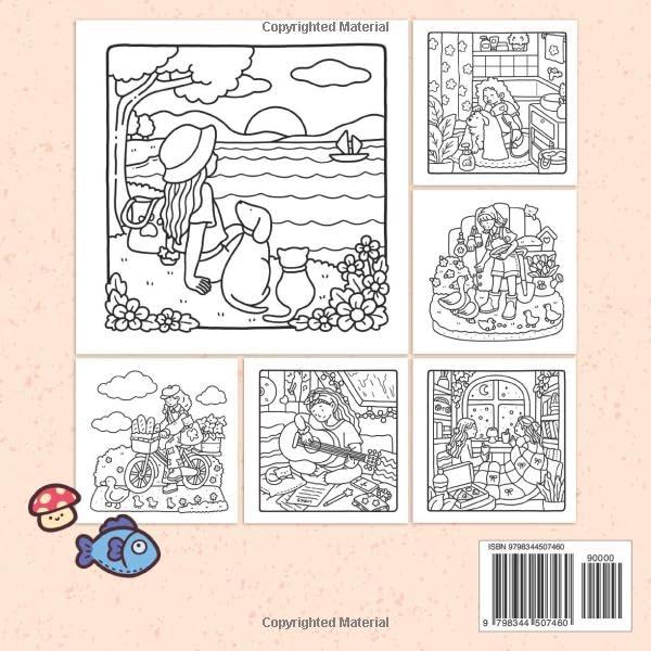 Libro para Colorear Momentos de Chicas 40 Ilustraciones