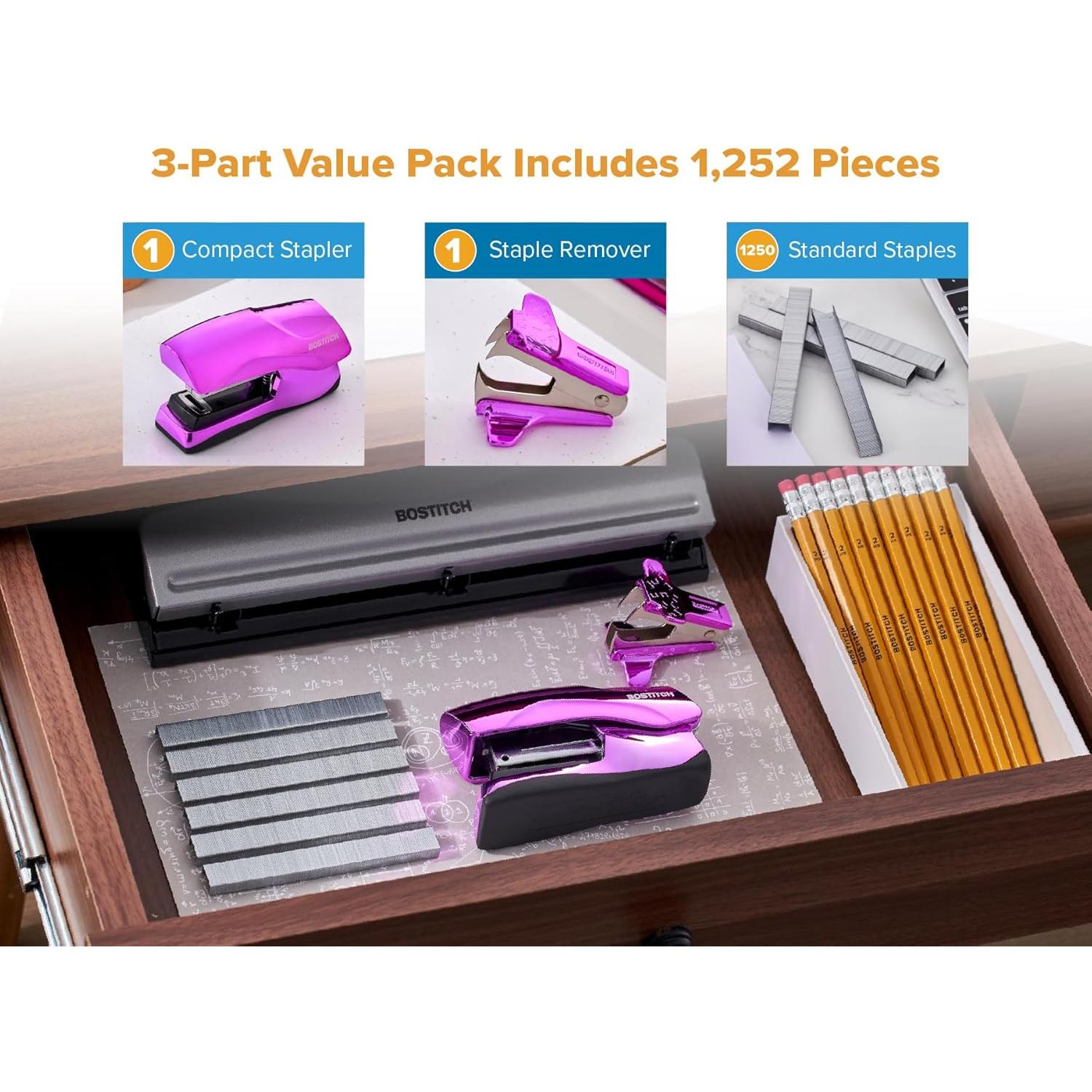 Grapadora Bostitch Office Compacta 40 Hojas Púrpura